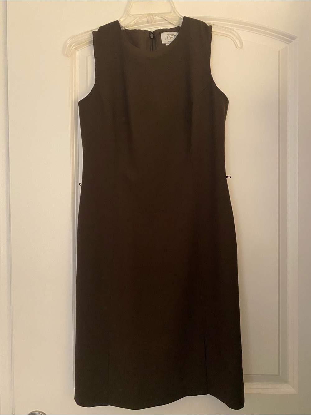 2P LOFT Sleeveless Midi Sheath Dress in Chocolate Brown
